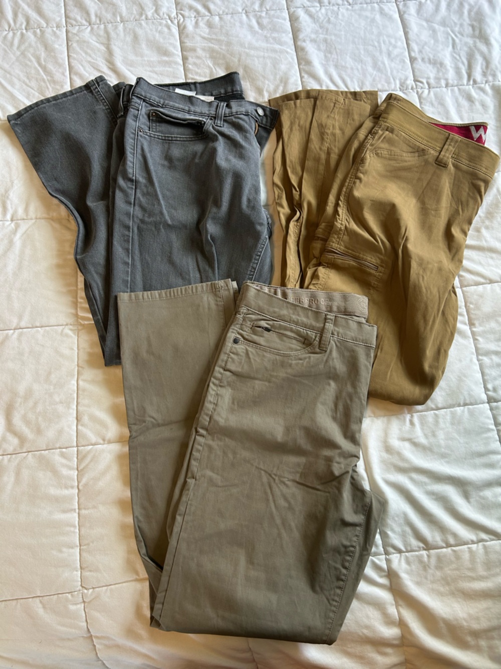 Men's Work pant Bundle:Tan, Olive & Charcoal Multi brand *wrangler, weatherproof